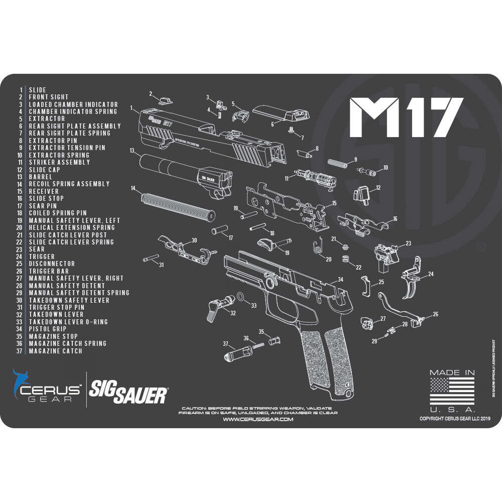 Cleaning Equipment Cerus Gear 4.50" LICENSED SIG M17 320 MIL SCHEMATIC GRAY